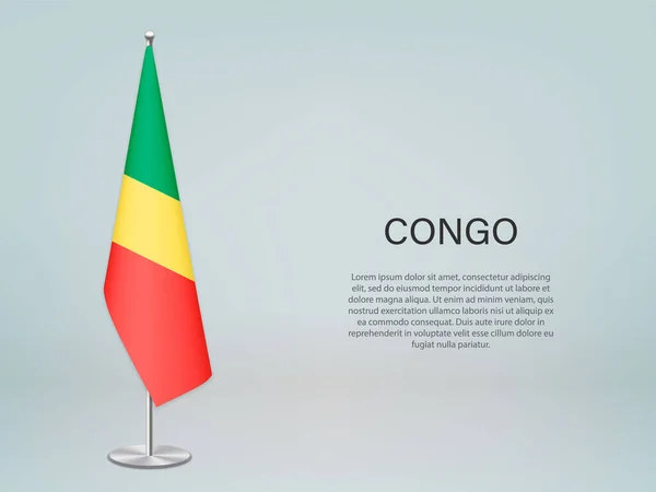 Kongo Hängt Flagge Auf Stand Vorlage Für Politisches Konferenzbanner — Stockvektor