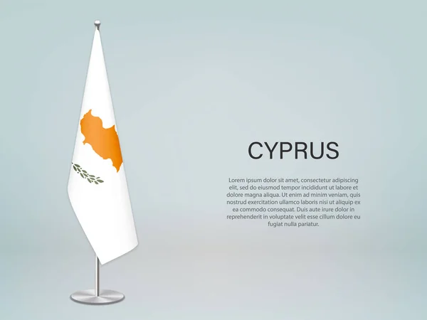 Zypern Hängt Flagge Stand Vorlage Für Politisches Konferenzbanner — Stockvektor