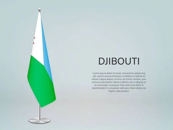 Djibouti Menggantung Bendera Stand Templat Untuk Spanduk Konferensi Politik - Stok Vektor