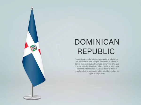 Dominikanska Republiken Hänger Flaggan Stativ Mall För Politisk Konferens Banner — Stock vektor