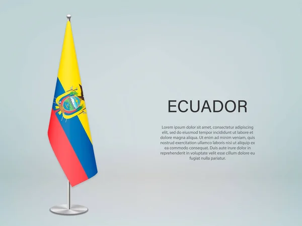 Ecuador Colgando Bandera Stand Plantilla Para Pancarta Conferencia Política — Vector de stock