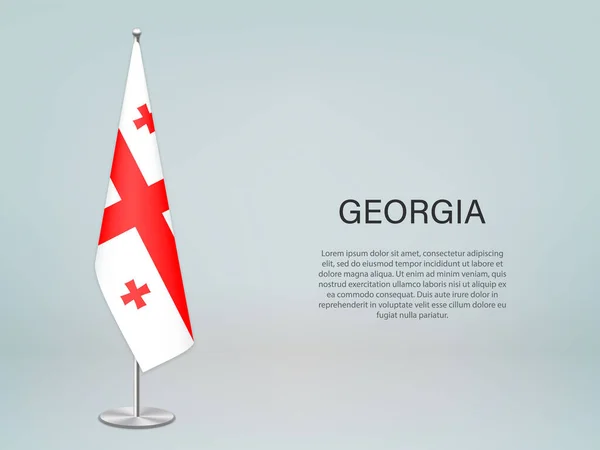 Georgia Kitűzte Zászlót Állványra Sablon Politikai Konferencia Bannerhez — Stock Vector