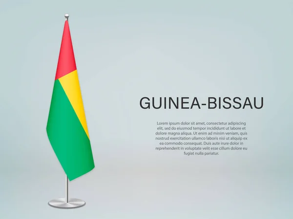 Guinea Bissau Hängt Flagge Auf Stand Vorlage Für Politisches Konferenzbanner — Stockvektor