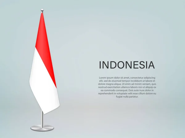 Indonesia Colgando Bandera Stand Plantilla Para Pancarta Conferencia Política — Vector de stock