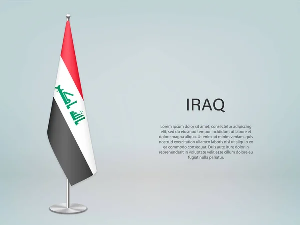 Iraq Colgando Bandera Estrado Plantilla Para Pancarta Conferencia Política — Vector de stock