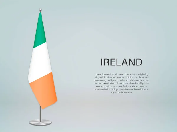Ireland Hanging Flag Stand Template Politic Conference Banner — Stock Vector