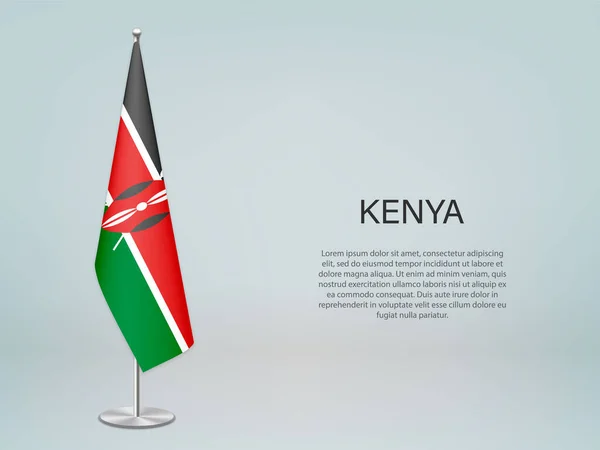Kenya Appeso Bandiera Sul Banco Modello Banner Conferenza Politica — Vettoriale Stock