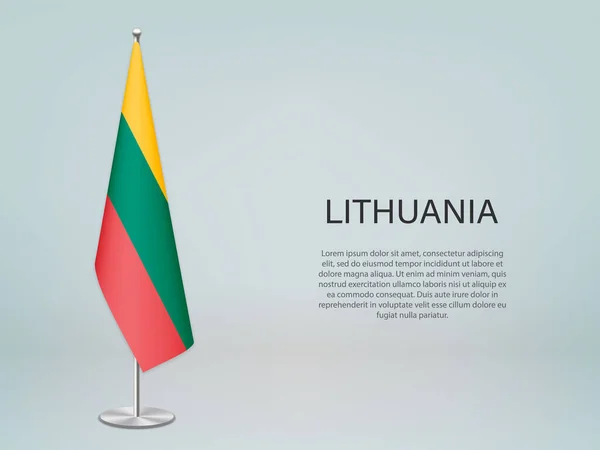 Литва Вешает Флаг Трибуне Шаблон Политического Баннера Конференции — стоковый вектор