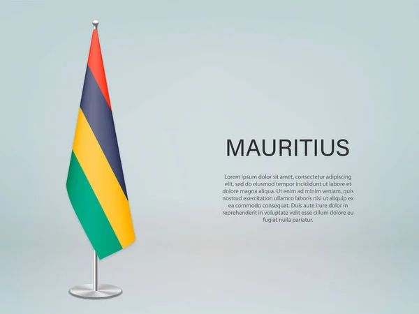 Mauritius Hängt Flagge Auf Stand Vorlage Für Politisches Konferenzbanner — Stockvektor