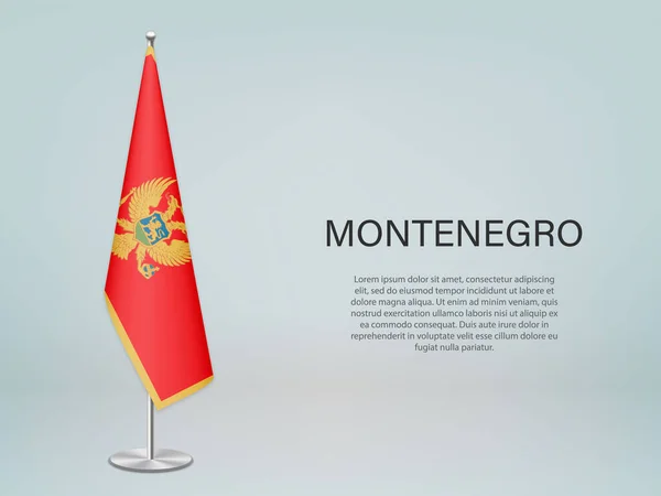 黑山悬挂国旗立着 政治会议横幅模板 — 图库矢量图片