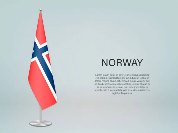 Norway Hanging Flag Stand Template Politic Conference Banner — Stock Vector