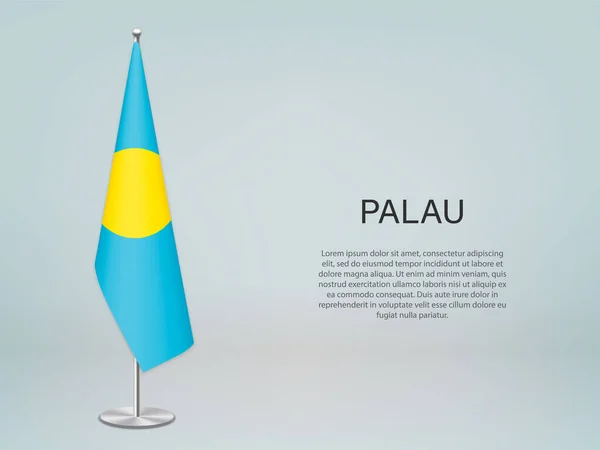 Palau Hängt Flagge Auf Stand Vorlage Für Politisches Konferenzbanner — Stockvektor