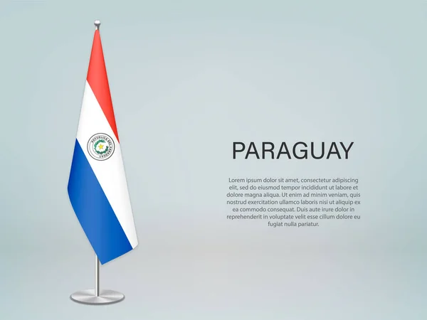 Paragwaj Powiesił Flagę Trybunie Szablon Baner Konferencji Politycznej — Wektor stockowy