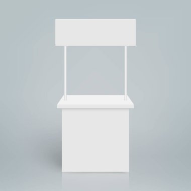 Beyaz boş fuar standı. Tanıtım standı.