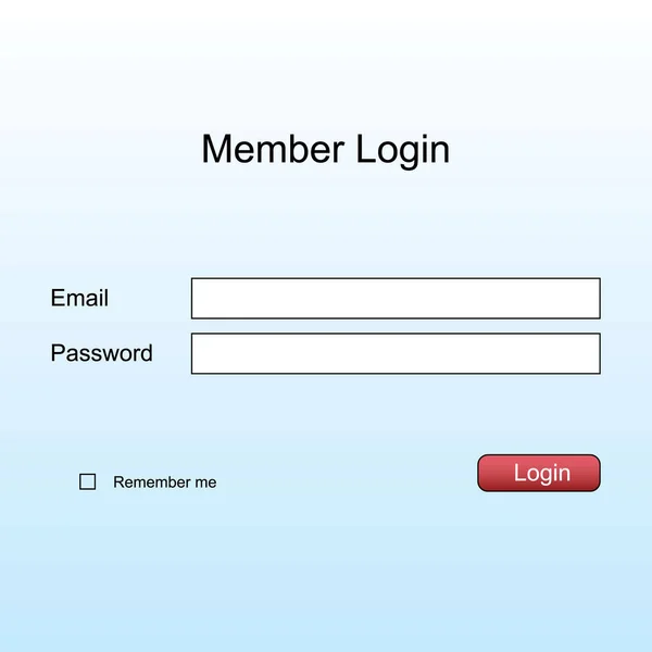 Formulario Inicio Sesión Miembro Plantilla Interfaz Blanc Para Sitio Web — Vector de stock