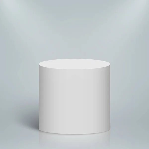 Lege Verlichte Ronde Podium Platform Blanco Witte Cilinder — Stockvector