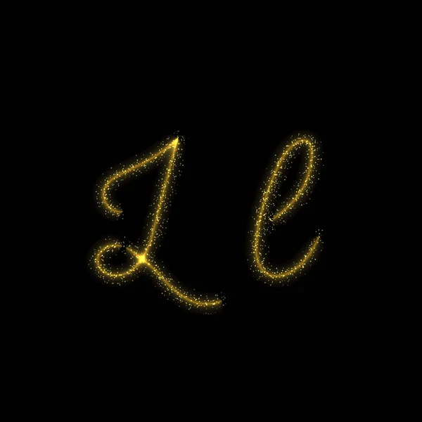 金光闪闪的字母L 星光闪耀的痕迹字体在黑暗的背景上 — 图库矢量图片