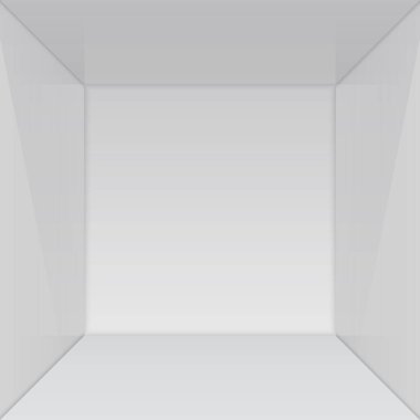 Köşeli boş gösteri odası. 3d vektör illüstrasyonu