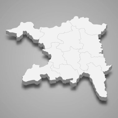 Aargau 3d izometrik haritası, İsviçre kantonudur.