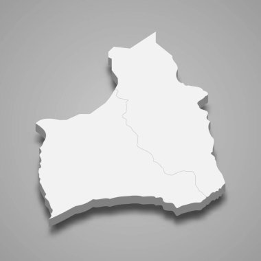 Arica ve Parinacota 'nın 3d izometrik haritası, Şili' nin bir bölgesidir.