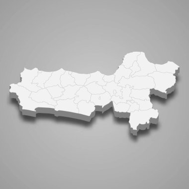 Merkezi Java 'nın 3d izometrik haritası Endonezya' nın bir vilayetidir.