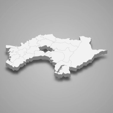 Chiayi ilçesinin 3d izometrik haritası Tayvan 'ın bir bölgesidir.