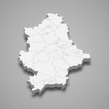 Donetsk oblast 'ın 3d izometrik haritası Ukrayna' nın bir bölgesidir.