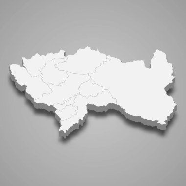 Junin 'in 3d izometrik haritası, Peru' nun bir bölgesidir.