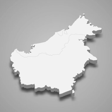 Kalimantan 'ın 3d izometrik haritası Endonezya' nın bir adasıdır.