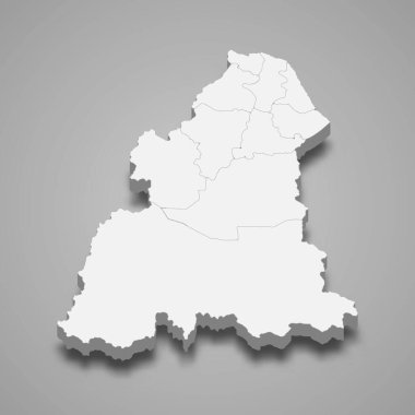 Kelantan 'ın 3d izometrik haritası bir Malezya eyaletidir.