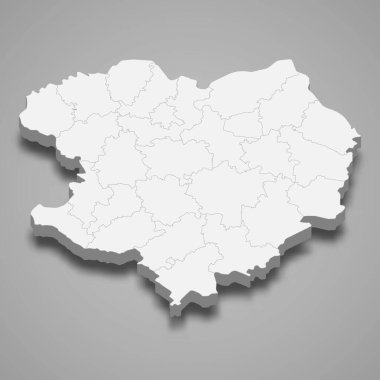 Kharkiv oblast 'ın 3d izometrik haritası Ukrayna' nın bir bölgesidir.
