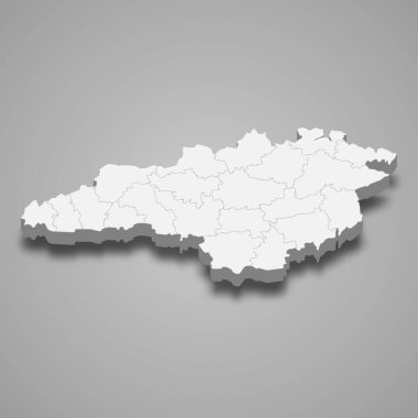 Kirovohrad oblast 'ın 3d izometrik haritası Ukrayna' nın bir bölgesidir.