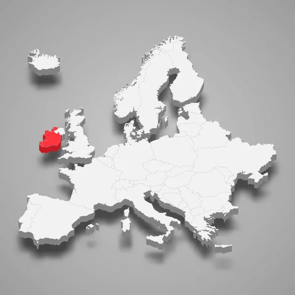Irlanda Localização País Dentro Europa Mapa Isométrico —  Vetores de Stock