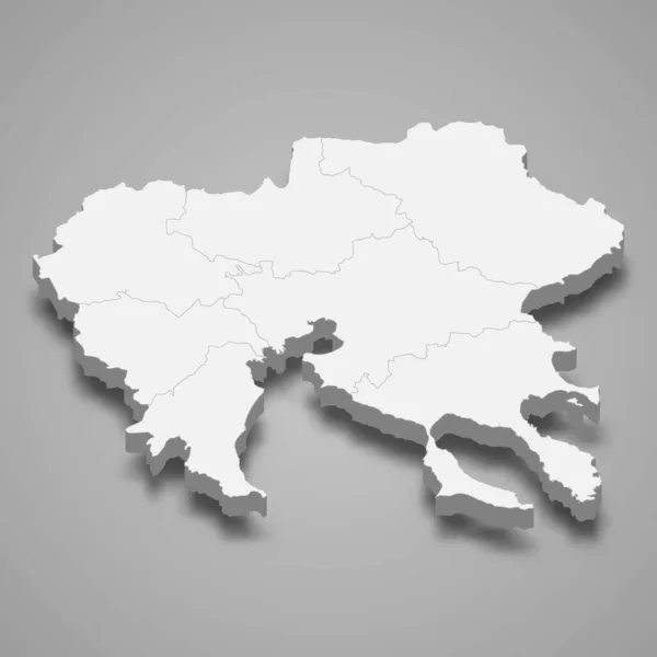 Isometric Map Central Macedonia Region Greece Vector Illustration — Stock Vector
