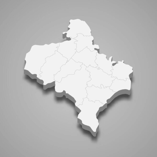 3d isometric map of Ivano-Frankivsk oblast is a region of Ukraine, vector illustration