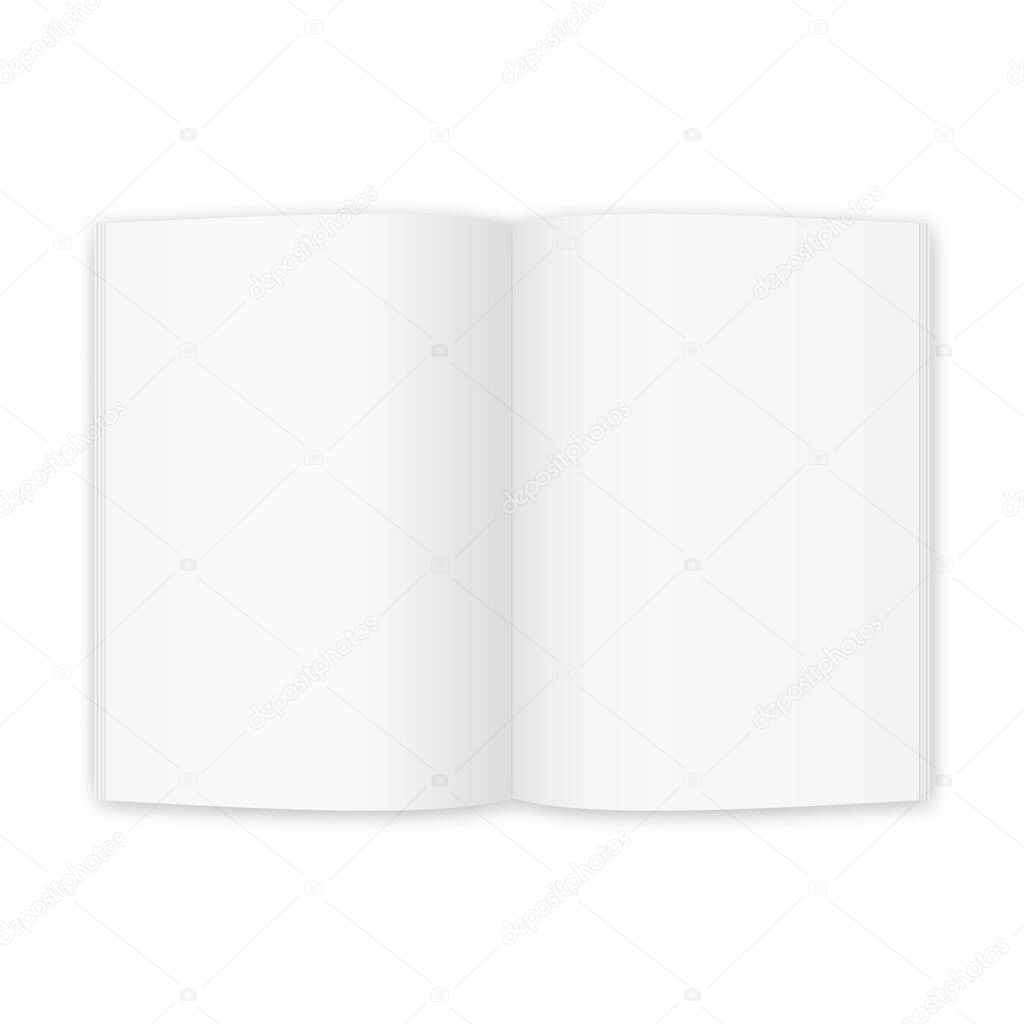 Open magazine or book white blank pages. 