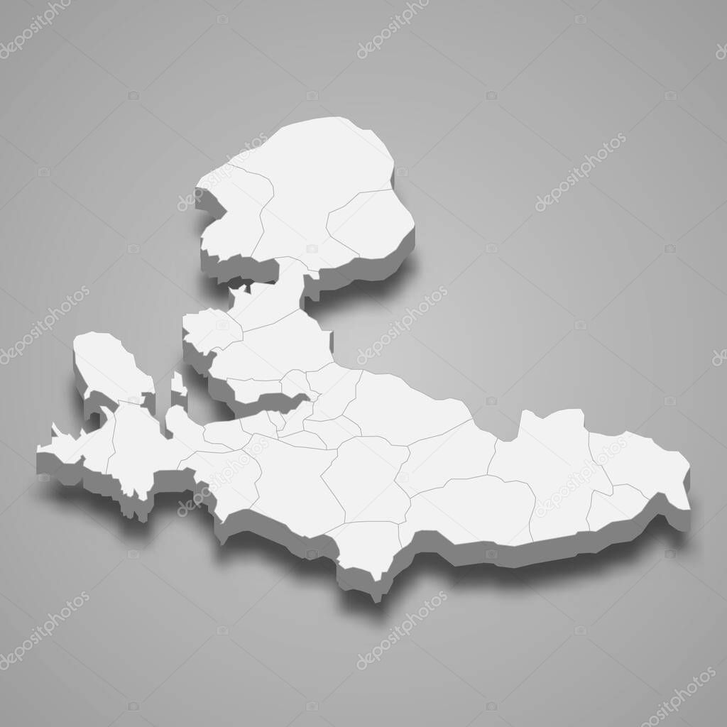 3d isometric map of Izmir is a province of Turkey, vector illustration