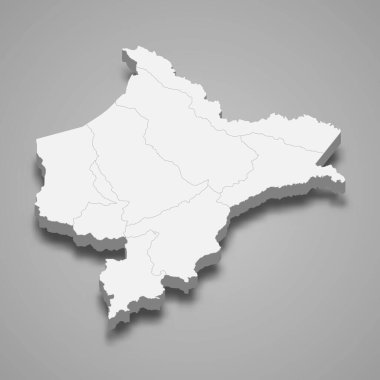 Loreto 3d izometrik haritası, Peru 'nun bir bölgesidir.