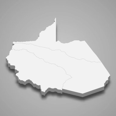 3d izometrik Madre de Dios haritası Peru 'nun bir bölgesidir.