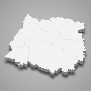 Maule 3d izometrik haritası, Şili 'nin bir bölgesidir.