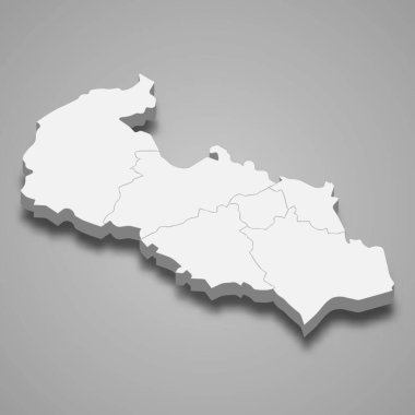 3d izometrik Moravya-Silezya haritası Çek Cumhuriyeti 'nin bir bölgesidir.