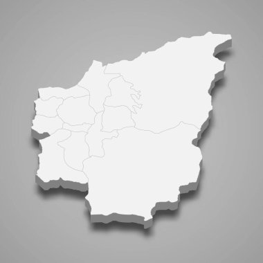 Nantou ilçesinin 3d izometrik haritası Tayvan 'ın bir bölgesidir.