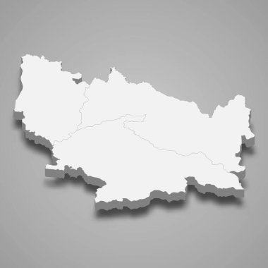 3d izometrik Nuble haritası, Şili 'nin bir bölgesidir.