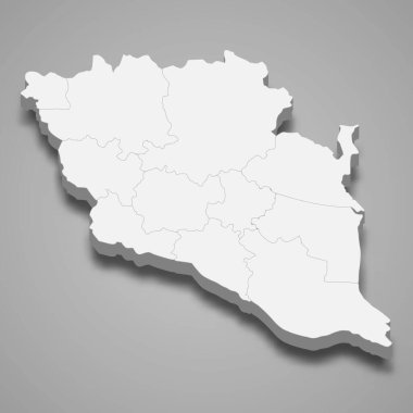 Pahang 'ın 3d izometrik haritası bir Malezya eyaletidir.