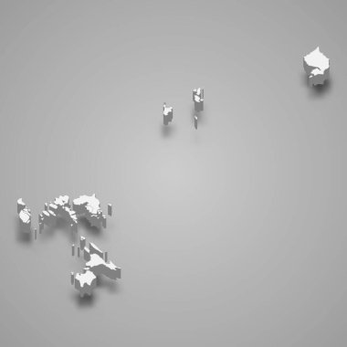 Riau Adaları 'nın 3d izometrik haritası Endonezya' nın bir vilayetidir.