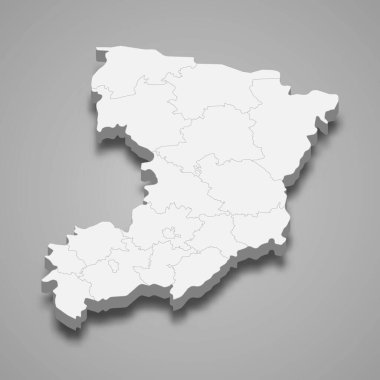 Rivne oblast 'ın 3d izometrik haritası Ukrayna' nın bir bölgesidir.