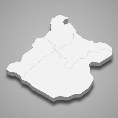 Tacna 'nın 3d izometrik haritası, Peru' nun bir bölgesidir.