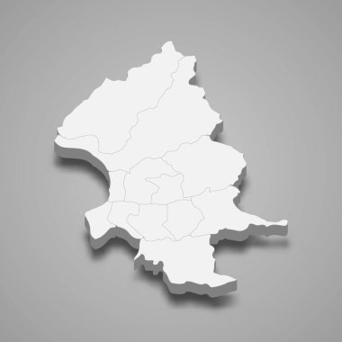 Taipei şehrinin 3d izometrik haritası Tayvan 'ın bir bölgesidir.