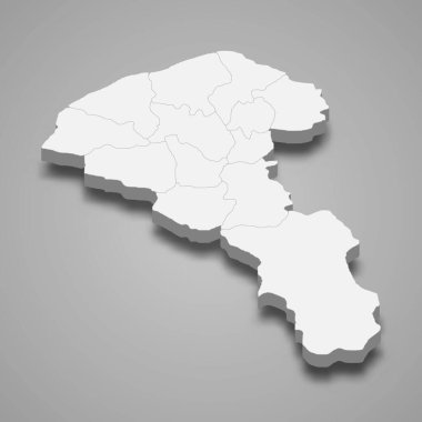 Taoyuan şehrinin 3d izometrik haritası Tayvan 'ın bir bölgesidir.