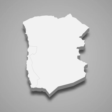 Tarapaca 'nın 3d izometrik haritası, Şili' nin bir bölgesidir.